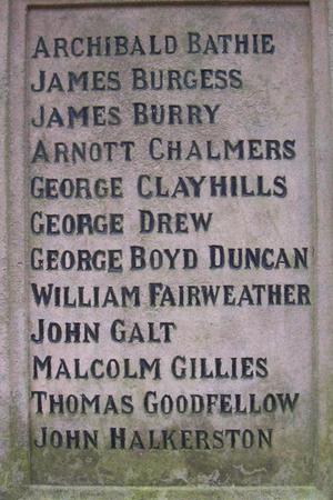 Liff WW1 war memorial face 1