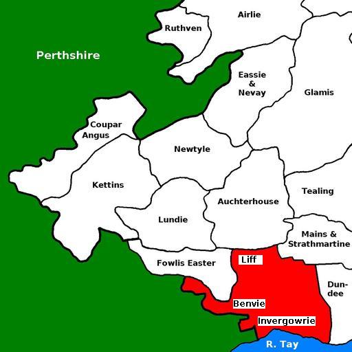 map of Liff, Benvie and Invergowrie